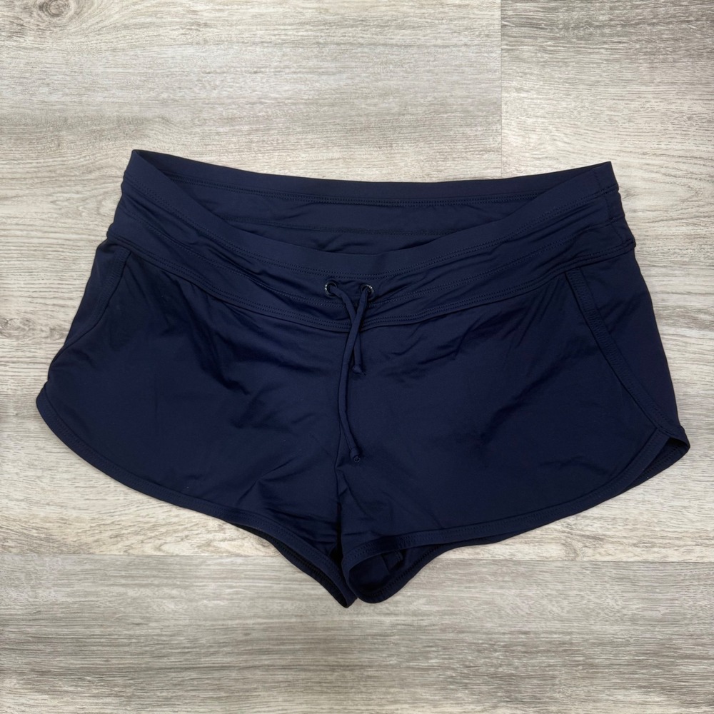 Athleta Navy Blue Swim Shorts Board Shorts Drawstring Waist Women Small